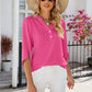 Notched Half Button T-Shirt