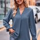 Full Size Swiss Dot Notched Neck Flounce Sleeve Blouse