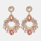 Zinc Alloy Frame Glass Stone Dangle Earrings