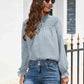 Smocked Mock Neck Swiss Dot Top