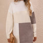 TrendSetEE Color Block Mock Neck Dropped Shoulder Sweater Dress