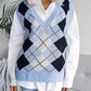 Plaid V-Neck Sweater Vest