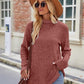 Laken Jay Ribbed Turtleneck Long Sleeve Slit Knit Top
