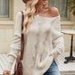 Beauteous Boat Neck Dropped Shoulder Knit Top