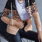 Drawstring Leopard Zip Up Hooded Jacket