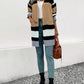 Camel Brown Color Block Open Front Drop Shoulder Cardigan