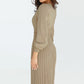 Full Size Round Neck Long Sleeve Pleated Sweater Dress