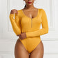 Half Zip Scoop Neck Long Sleeve Bodysuit
