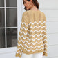 Hannah&Mea Wave Pattern Round Neck Long Sleeve Sweater