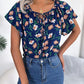 Floral Tie Neck Flutter Sleeve Blouse