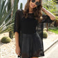 Mesh Boat Neck Half Sleeve Cover Up