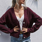 Women's Button-Down Drop Shoulder Rib-Knit Cardigan