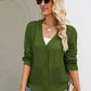 Openwork Button Front V-Neck Cardigan