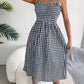 Frill Plaid Square Neck Midi Dress