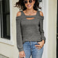 Cold Shoulder Cutout Square Neck Blouse