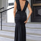 OhSoMaxi Black Ruched Plunge Sleeveless Maxi Dress