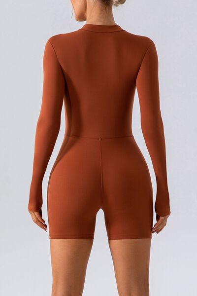 Half Zip Long Sleeve Active Romper