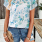 Printed Ruffled Mock Neck Blouse