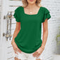 Full Size Square Neck Flutter Sleeve Top