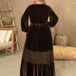 Plus Size V-Neck Balloon Sleeve Maxi Dress
