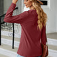 Full Size Notched Neck Long Sleeve Buttoned Blouse