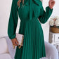 Women's Obsessed Tie Neck Balloon Sleeve Pleated Dress