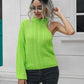 Cable-Knit Round Neck Asymmetrical Sweater