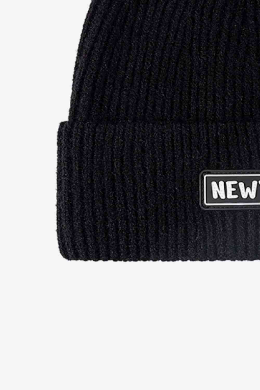 BeanieHatz NEW YORK Patch Rib-Knit Cuffed Beanie