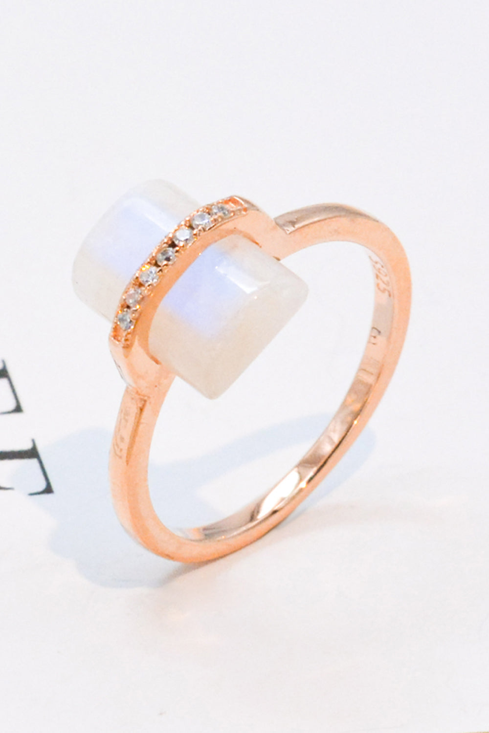 Women's Natural Moonstone Platinum-Plated Ring