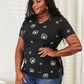 Double Take Black Full Size Dandelion Print Round Neck T-Shirt