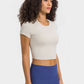 Women's Round Neck Short Sleeve Cropped Sports T-Shirt