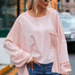 Exposed Seam Round Neck Top with Pocket