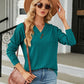 Full Size Decorative Button V-Neck Long Sleeve T-Shirt