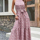 Pink Floral Tie-Waist Tiered Dress