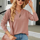 Decorative Button V-Neck Long Sleeve T-Shirt