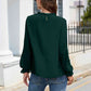 Smocked Mock Neck Swiss Dot Top