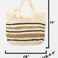 Fame Striped Straw Braided Tote Bag