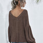 V-Neck Long Sleeve Dropped Shoulder Knit Top