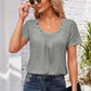 Decorative Button Scoop Neck T-Shirt