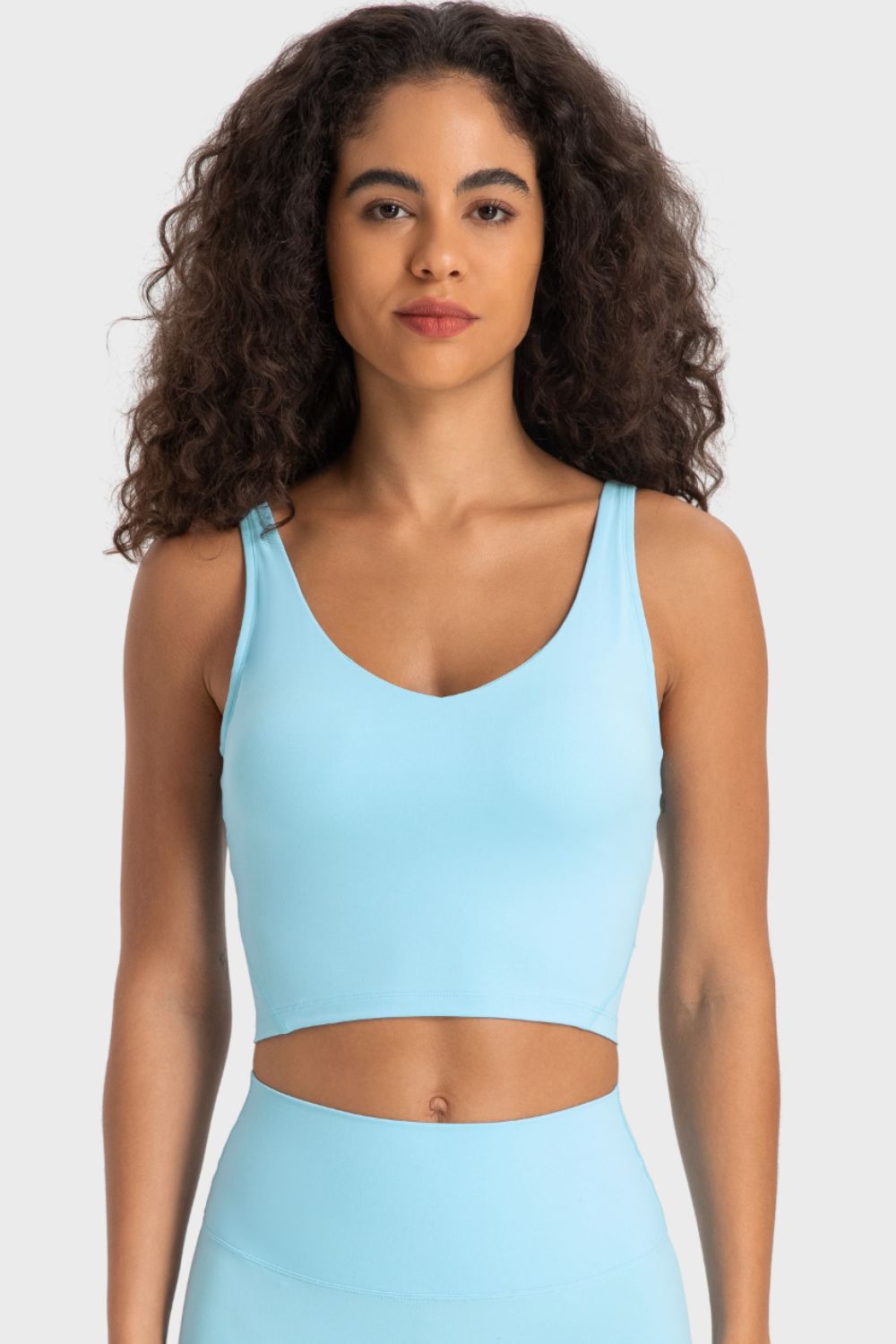 Deep V-Neck Crop Sports Bra in Assorted Colors