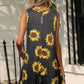 FULL SIZE Printed Round Neck Sleeveless Dress with Pockets