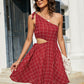 Women's Grid One-Shoulder Tied Cutout Dress
