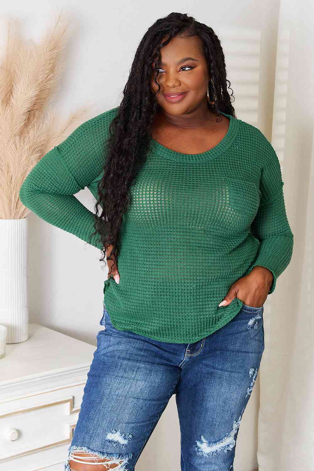 Culture Code Full Size Scoop Neck Patch Pocket Top *