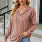 Drawstring Half Button Long Sleeve Hoodie