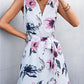 Women's Printed Zip Detail Belted Sleeveless Dress