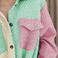 Color Block Button Up Long Sleeve Shacket