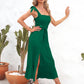 Square Neck Tie Strap Midi Dress