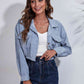 Collared Neck Dropped Shoulder Buttoned Jacket
