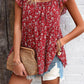 Printed Square Neck Cap Sleeve Blouse