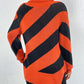 Striped Turtleneck Dropped Shoulder Sweater